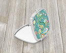 Letter S Circle Circle Teal Initial Alphabet Compact Mirror Decorative Travel Makeup Mirror for Women Girls Gifts Pocket Makeup Mirror Folding Handheld