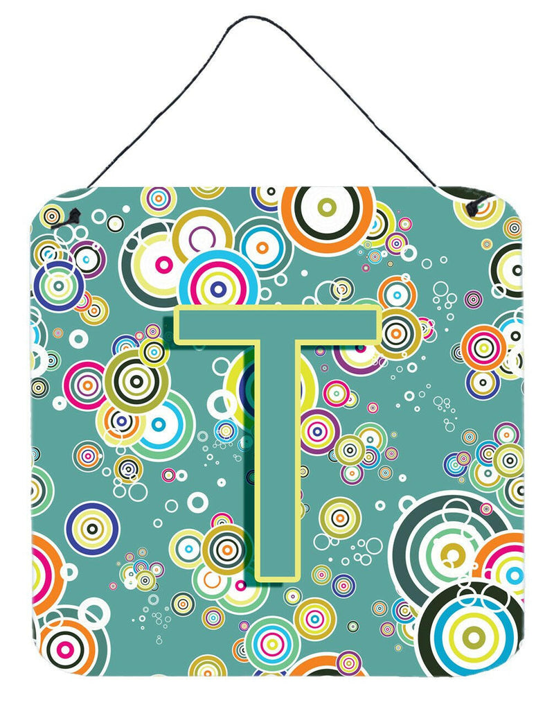 Letter T Circle Circle Teal Initial Alphabet Wall or Door Hanging Prints CJ2015-TDS66