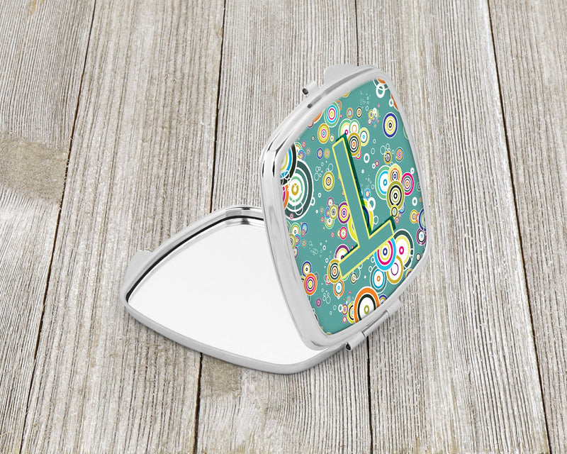 Letter T Circle Circle Teal Initial Alphabet Compact Mirror CJ2015-TSCM