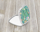 Letter W Circle Circle Teal Initial Alphabet Compact Mirror Decorative Travel Makeup Mirror for Women Girls Gifts Pocket Makeup Mirror Folding Handheld