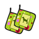 Basset Hound Pot Holder Set of 2 Heat Resistant Quilted Hot Pads 7.5 x 7.5 Inch, Insulated Kitchen Trivets for Cooking & Baking