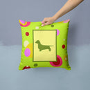 Dachshund Decorative Throw Pillow 14x14 Indoor Outdoor Accent Cushion, Fabric Cover with Insert for Sofa, Bed, Porch & Living Room