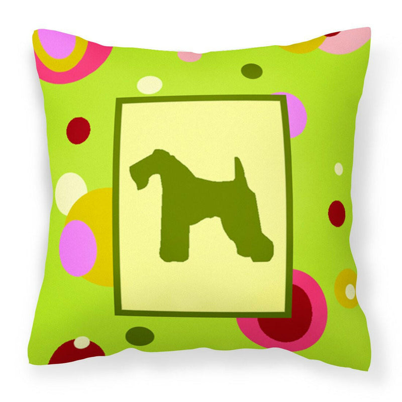 Lime Green Dots Kerry Blue Terrier Fabric Decorative Pillow CK1042PW1414