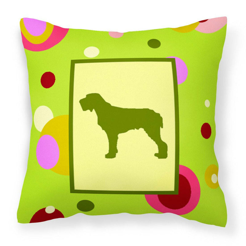 Lime Green Dots Italiano Spinone Fabric Decorative Pillow CK1059PW1414