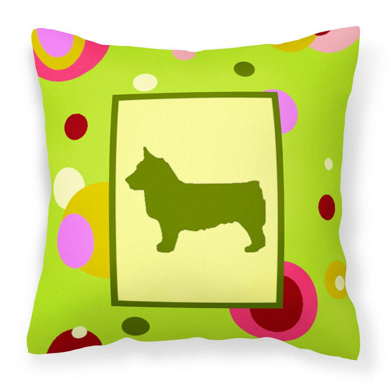 Lime Green Dots Swedish Vallhund Fabric Decorative Pillow CK1151PW1414