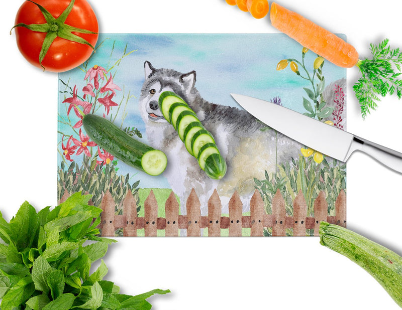 Alaskan Malamute Spring Glass Cutting Boards – Durable, Decorative Kitchen Art Large CK1200LCB
