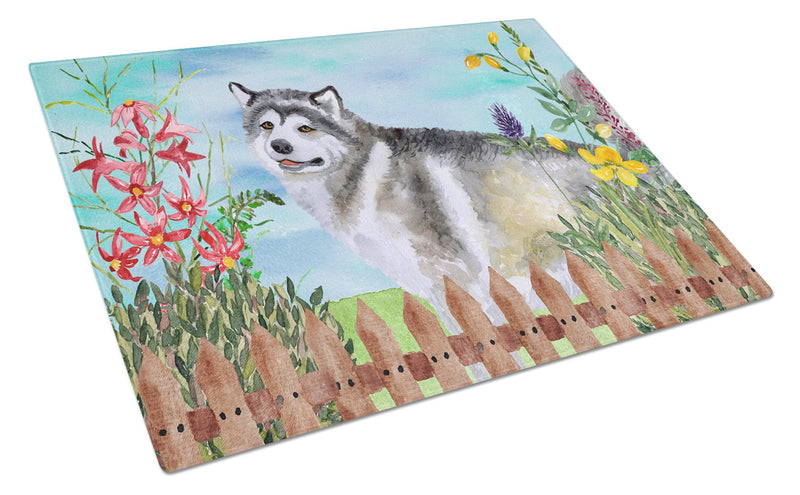Alaskan Malamute Spring Glass Cutting Boards – Durable, Decorative Kitchen Art Large CK1200LCB