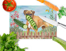 German Boxer Spring Cutting Board Tempered Glass Kitchen Cutting Surface, Heat Resistant Chopping, Non-Slip Feet, Food Prep & Serving