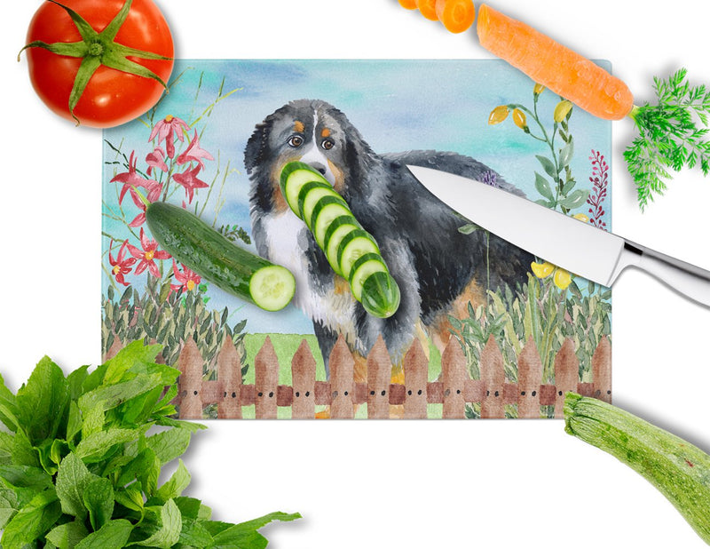 Bernese Mountain Dog Spring Glass Cutting Board Large CK1207LCB