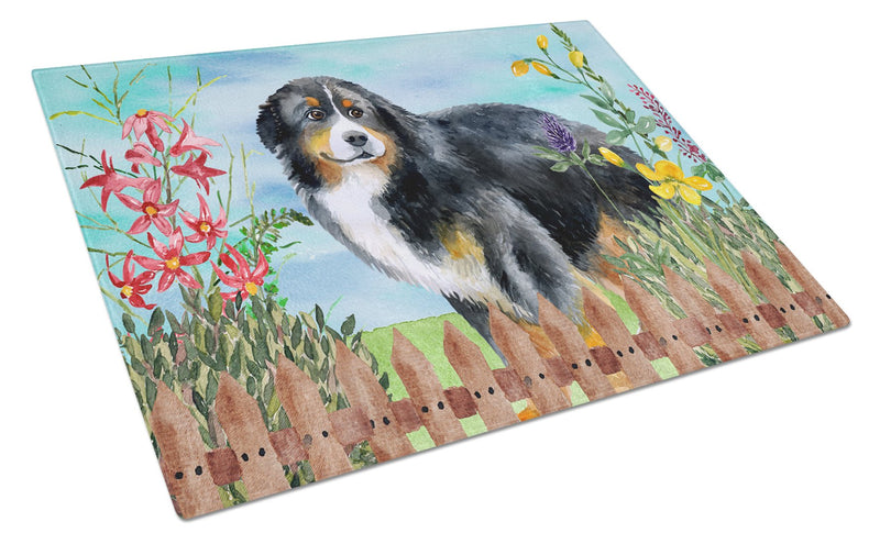 Bernese Mountain Dog Spring Glass Cutting Board Large CK1207LCB