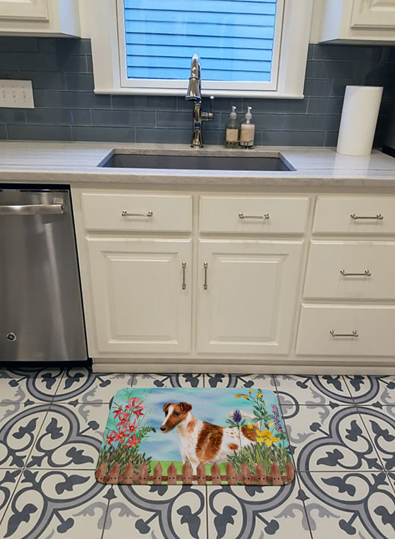 Smooth Fox Terrier Spring Machine Washable Memory Foam Mat CK1209RUG