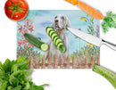 Weimaraner Spring Cutting Board Tempered Glass Kitchen Cutting Surface, Heat Resistant Chopping, Non-Slip Feet, Food Prep & Serving
