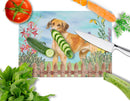 Rhodesian Ridgeback Spring Cutting Board Tempered Glass Kitchen Cutting Surface, Heat Resistant Chopping, Non-Slip Feet, Food Prep & Serving