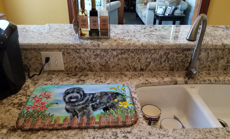 Black Russian Terrier Spring Dish Drying Mat – Absorbent, Artistic Kitchen Essentials CK1239DDM