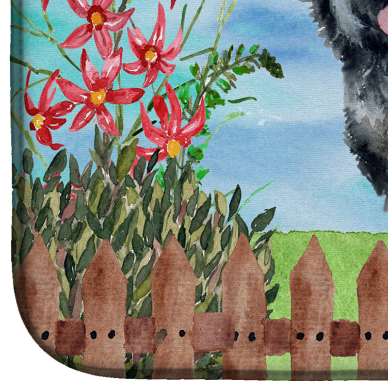 Black Russian Terrier Spring Dish Drying Mat – Absorbent, Artistic Kitchen Essentials CK1239DDM