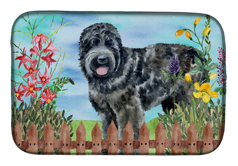 Black Russian Terrier Spring Dish Drying Mat – Absorbent, Artistic Kitchen Essentials CK1239DDM