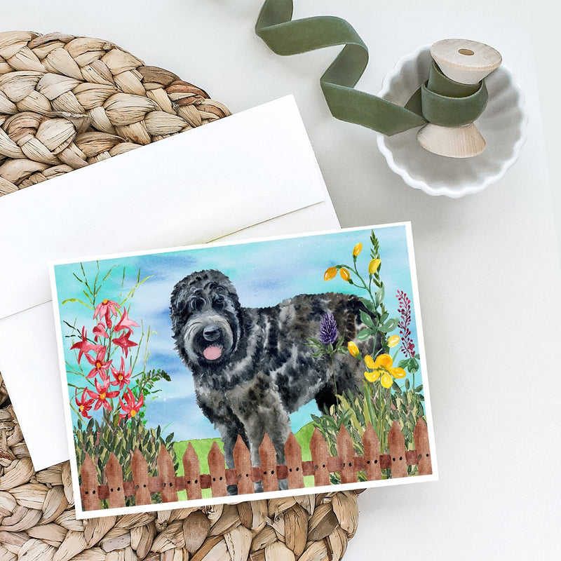 Black Russian Terrier Spring Greeting Cards -  Blank Note Cards – 8-Pack of Artist-Designed Cards with Envelopes