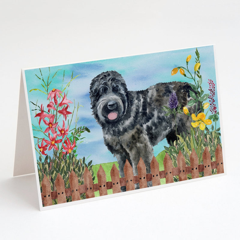 Black Russian Terrier Spring Greeting Cards -  Blank Note Cards – 8-Pack of Artist-Designed Cards with Envelopes