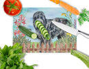 Black Russian Terrier Spring Cutting Board Tempered Glass Kitchen Cutting Surface, Heat Resistant Chopping, Non-Slip Feet, Food Prep & Serving