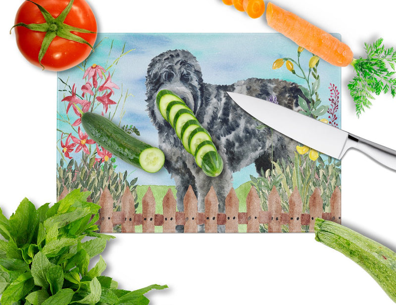 Black Russian Terrier Spring Glass Cutting Boards – Durable, Decorative Kitchen Art Large CK1239LCB