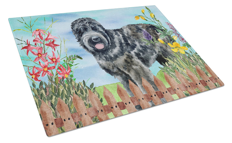 Black Russian Terrier Spring Glass Cutting Boards – Durable, Decorative Kitchen Art Large CK1239LCB