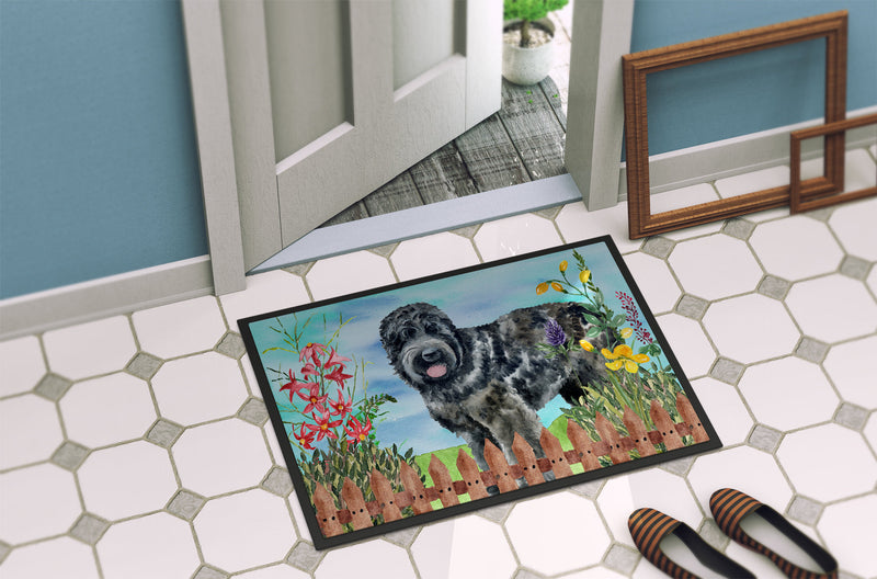 Black Russian Terrier Spring Doormat - 18x27 Decorative Floor Mat – Indoor/Outdoor Rug with Artistic Flair CK1239MAT