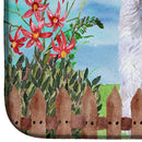 Medium White Poodle Spring Dish Drying Mat Absorbent Dish Drying Mat Pad for Kitchen Counter Dish Drainer Mat for Countertop, 14 x 21", Multicolor