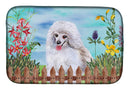 Medium White Poodle Spring Dish Drying Mat Absorbent Dish Drying Mat Pad for Kitchen Counter Dish Drainer Mat for Countertop, 14 x 21", Multicolor