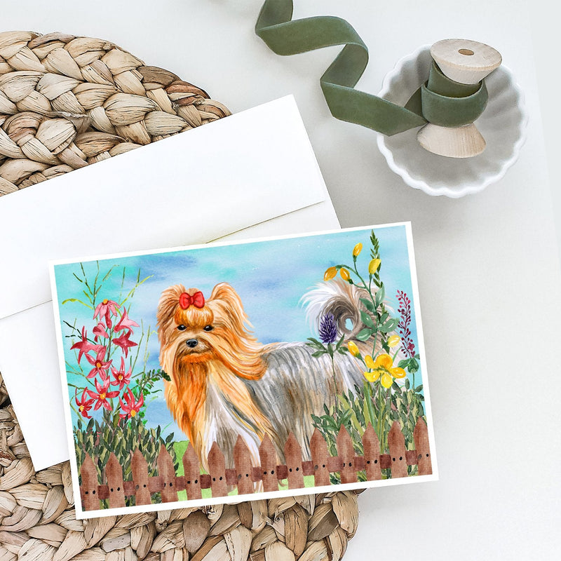 Yorkshire Terrier Spring Greeting Cards and Envelopes Pack of 8