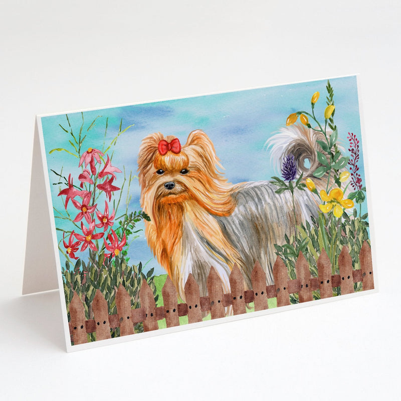 Yorkshire Terrier Spring Greeting Cards and Envelopes Pack of 8