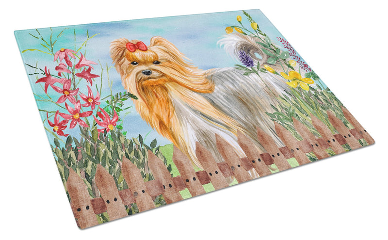 Yorkshire Terrier Spring Glass Cutting Board Large CK1247LCB