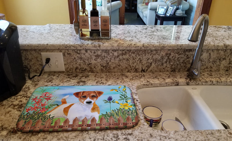 Jack Russell Terrier Spring Dish Drying Mat – Absorbent, Artistic Kitchen Essentials CK1251DDM