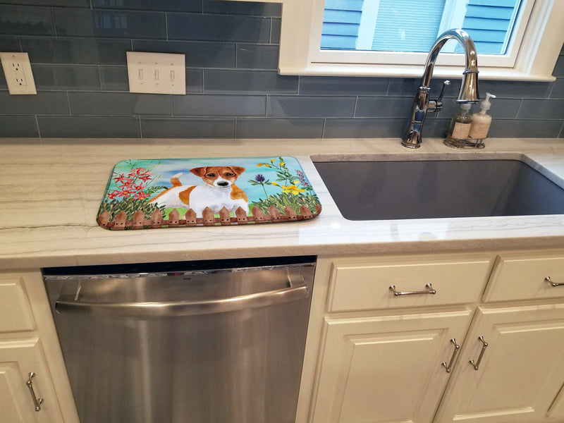 Jack Russell Terrier Spring Dish Drying Mat – Absorbent, Artistic Kitchen Essentials CK1251DDM