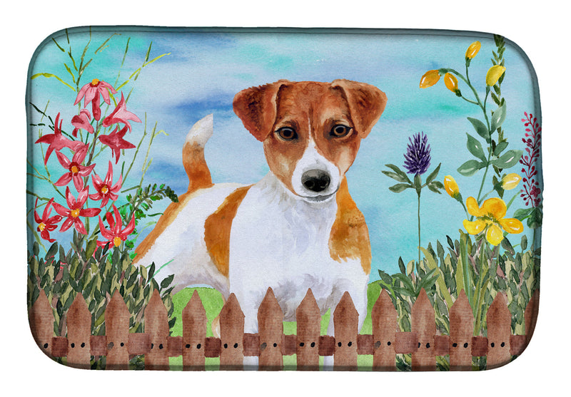 Jack Russell Terrier Spring Dish Drying Mat – Absorbent, Artistic Kitchen Essentials CK1251DDM