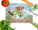 Jack Russell Terrier Spring Cutting Board Tempered Glass Kitchen Cutting Surface, Heat Resistant Chopping, Non-Slip Feet, Food Prep & Serving