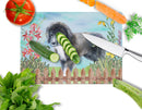 Newfoundland Puppy Spring Cutting Board Tempered Glass Kitchen Cutting Surface, Heat Resistant Chopping, Non-Slip Feet, Food Prep & Serving