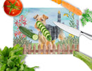Welsh Terrier Spring Cutting Board Tempered Glass Kitchen Cutting Surface, Heat Resistant Chopping, Non-Slip Feet, Food Prep & Serving