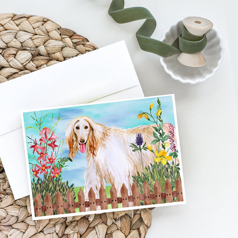 Afghan Hound Spring Greeting Cards and Envelopes Pack of 8