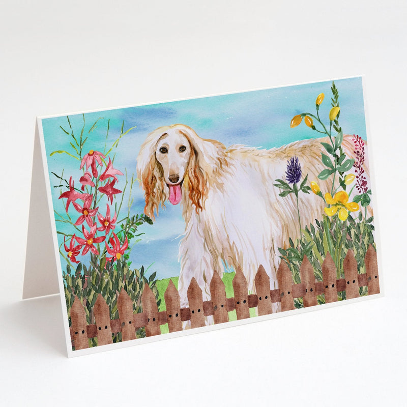 Afghan Hound Spring Greeting Cards and Envelopes Pack of 8