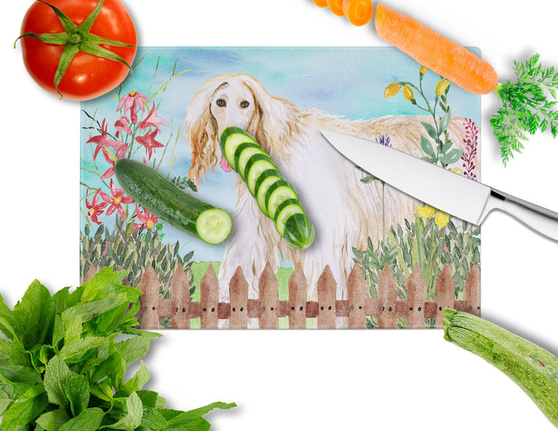 Afghan Hound Spring Glass Cutting Board Large CK1264LCB