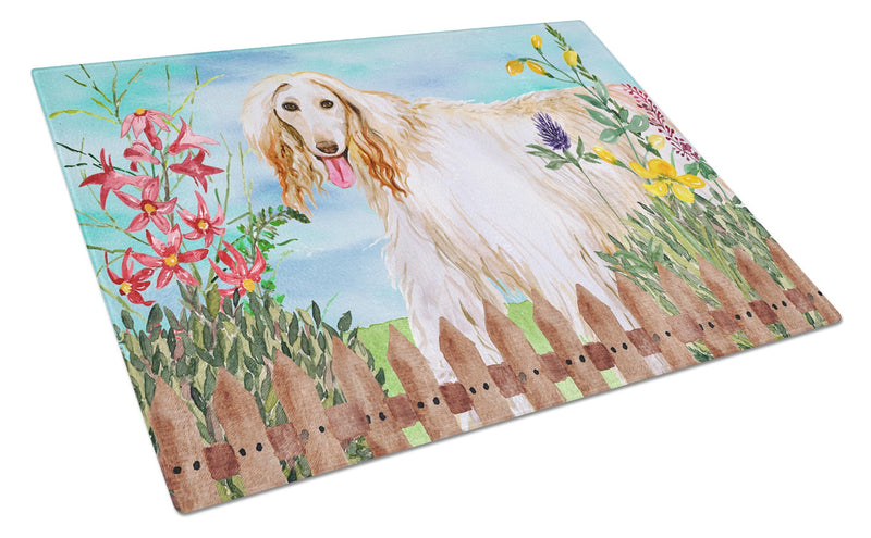 Afghan Hound Spring Glass Cutting Board Large CK1264LCB