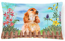 Cocker Spaniel Spring Decorative Throw Pillow 12x16 Indoor Outdoor Accent Cushion, Fabric Cover with Insert for Sofa, Bed, Porch & Living Room