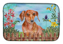 Red Dachshund Spring Dish Drying Mat Absorbent Dish Drying Mat Pad for Kitchen Counter Dish Drainer Mat for Countertop, 14 x 21", Multicolor