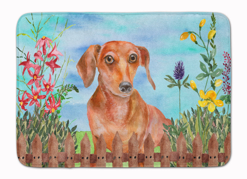 Red Dachshund Spring Machine Washable Memory Foam Mat CK1269RUG