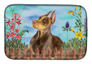 Doberman Pinscher Spring Dish Drying Mat Absorbent Dish Drying Mat Pad for Kitchen Counter Dish Drainer Mat for Countertop, 14 x 21", Multicolor