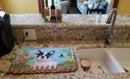 French Bulldog Black White Spring Dish Drying Mat Absorbent Dish Drying Mat Pad for Kitchen Counter Dish Drainer Mat for Countertop, 14 x 21", Multicolor