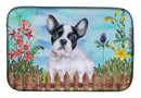 French Bulldog Black White Spring Dish Drying Mat Absorbent Dish Drying Mat Pad for Kitchen Counter Dish Drainer Mat for Countertop, 14 x 21", Multicolor