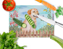 Labrador Retriever Spring Cutting Board Tempered Glass Kitchen Cutting Surface, Heat Resistant Chopping, Non-Slip Feet, Food Prep & Serving