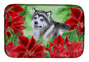 Alaskan Malamute Poinsettas Dish Drying Mat – Absorbent, Artistic Kitchen Essentials CK1287DDM
