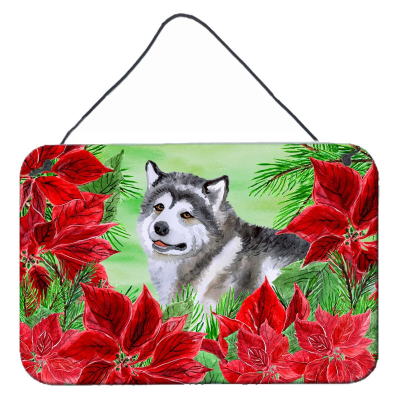Alaskan Malamute Poinsettas Wall or Door Hanging Prints CK1287DS812